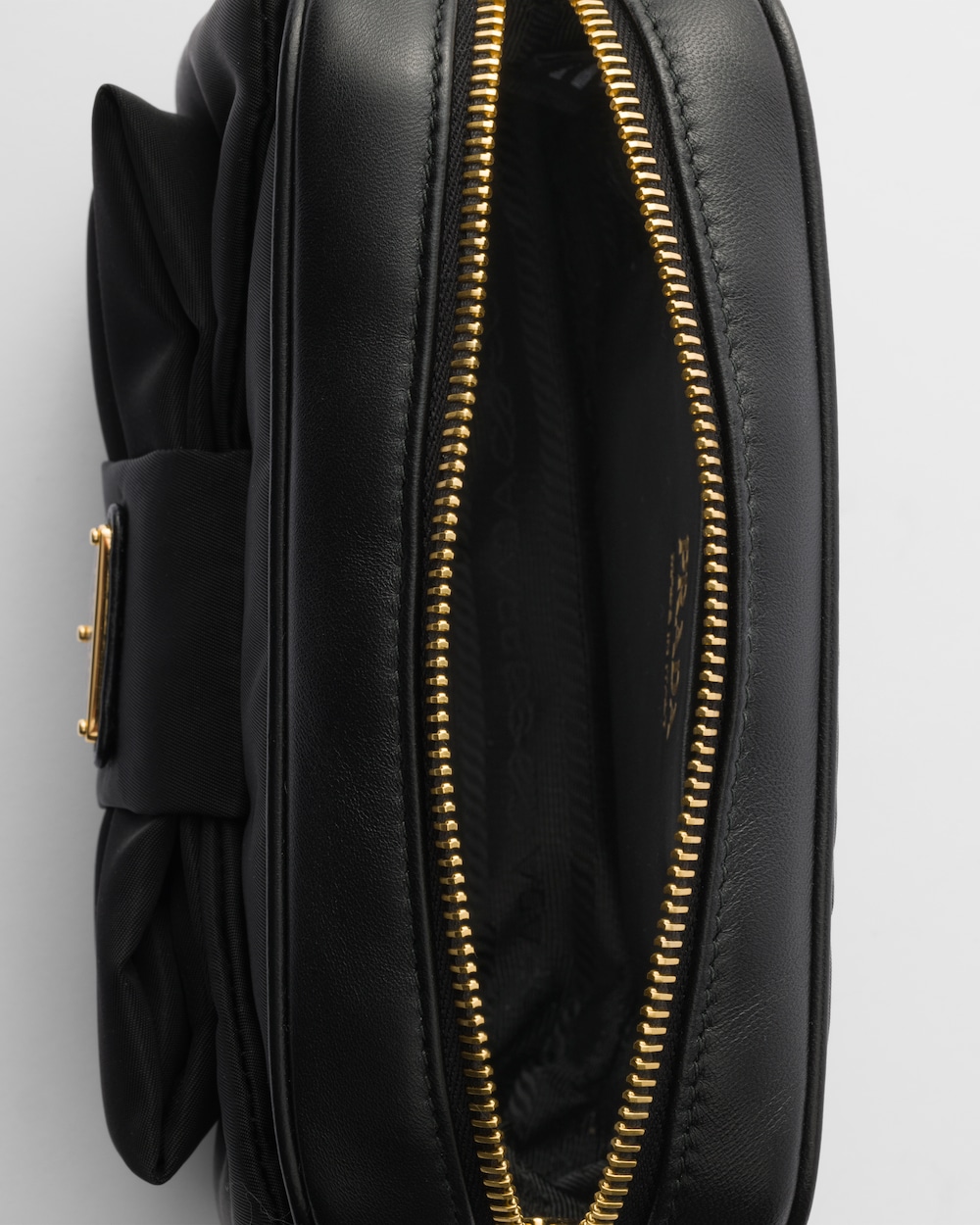 Re-Nylon and Nappa Leather Mini Shoulder Bag With Bow - Image 3